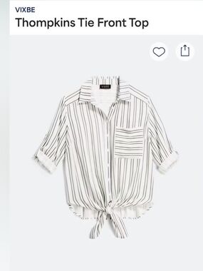 Vixbe Thompkins Tie Front Top - White with Black Stripes XXL